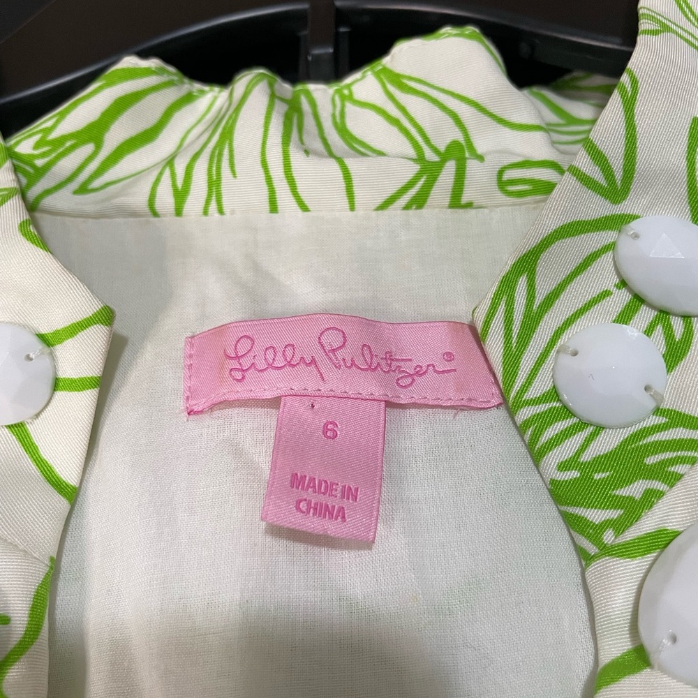 Lilly Pulitzer White and Lime Green Floral Tunic - Picture 3 of 9